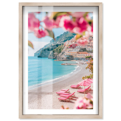 «Pink Umbrellas II», photographie de voyage, boîte-cadre par Notoriart