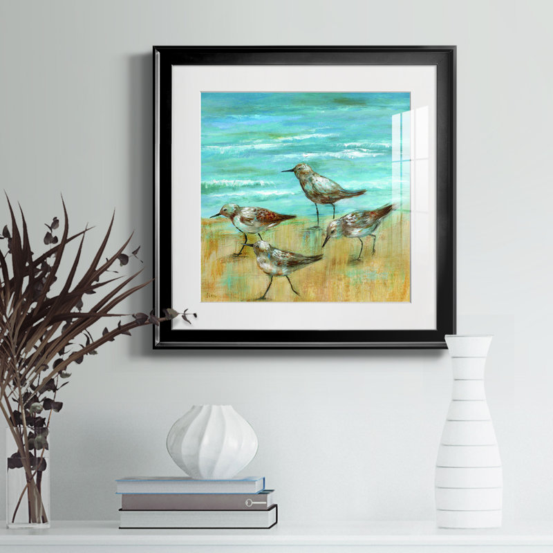 Sandpipers III - Peinture encadrée, H 17,5 po x l 17,5 po x P 1,5 po, Papier encadré noir
