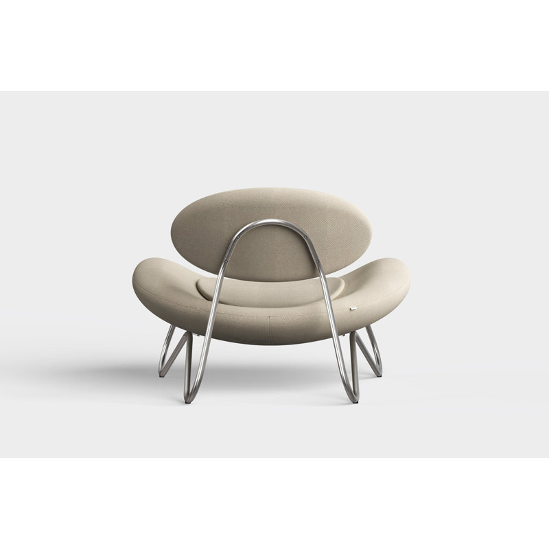 Meadow Lounge Chair, Black Painted Steel Frame, Brushed Stainless Steel, Natural Polyester Blend