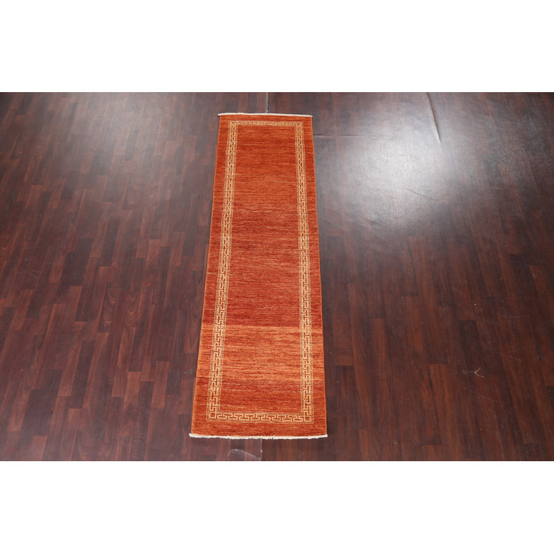 Tapis de couloir oriental orange 3 x 9 Gabbeh