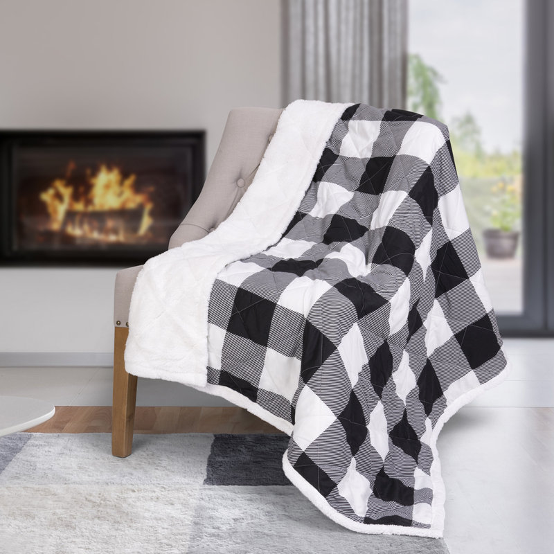 Safdie & Co. Inc. Quilted Throw Blanket, Charcoal/White