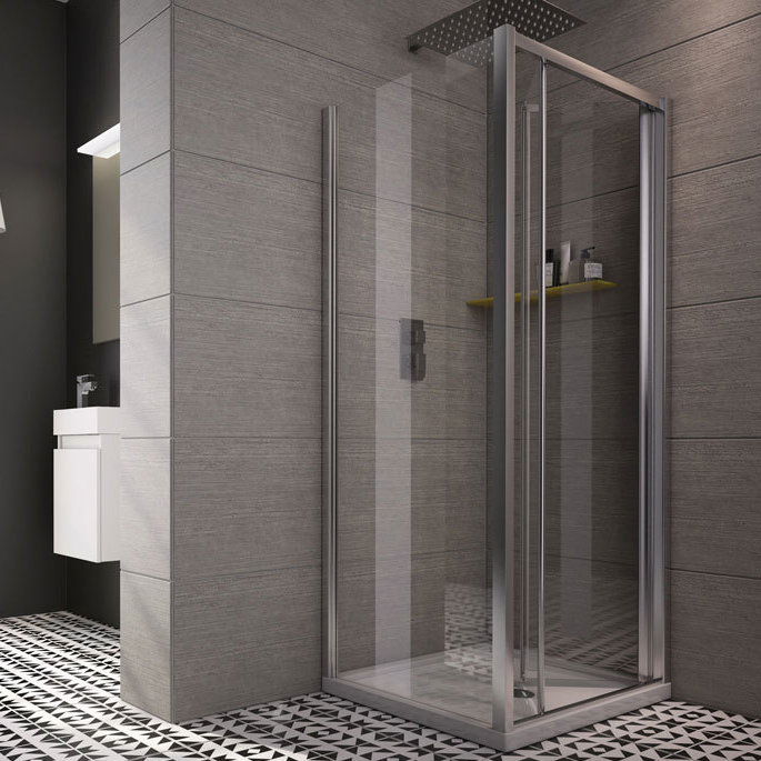 900mm W x 1850mm H Pivot Semi-Frameless Shower Door with Clear Glass, Left-handed