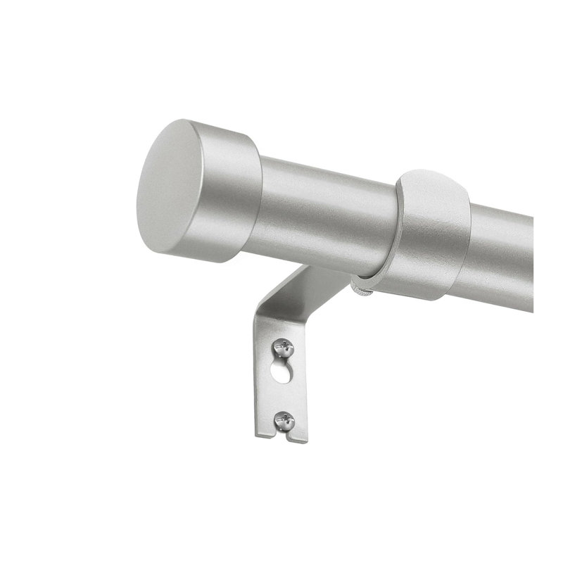 Curtain Pole 80 To 148 Cm, Extendable Curtain Rod With End Cap Finials, Silver