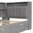 Stylish Wood Twin Size Platform Daybed With Storage Shelves, Drawers, Charging Station, LED Lighting, Desk & Upholstered Headboard, Gray-1734545696-1734545681