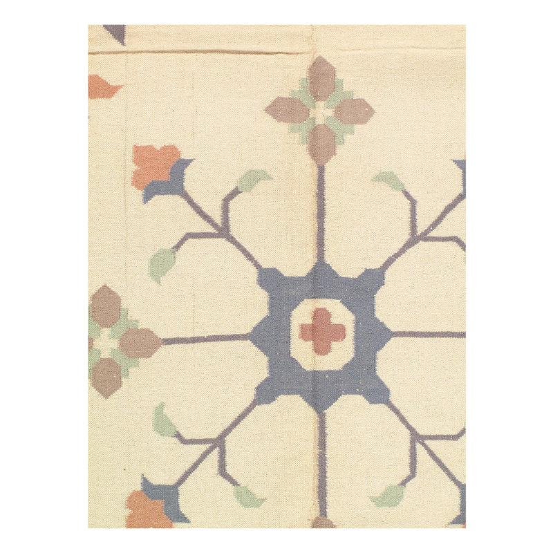 Tapis ivoire / gris en laine noué à la main de conception unique 9 pi 2 po x 12 pi New Age Bellaire