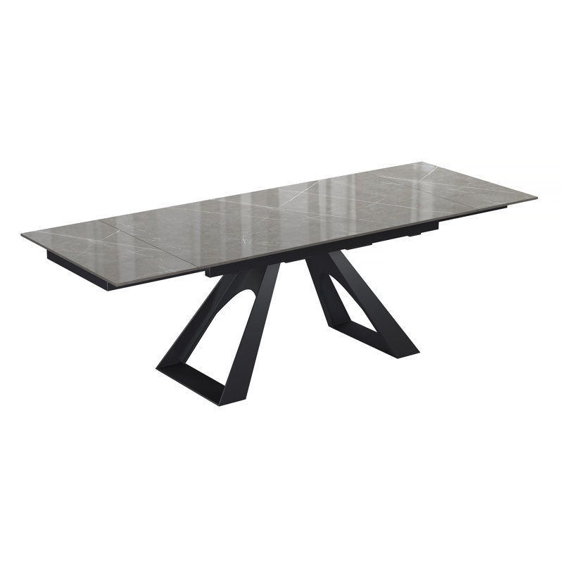 Baudilia 160-240cm Ceramic Extending Dining Table, Grey
