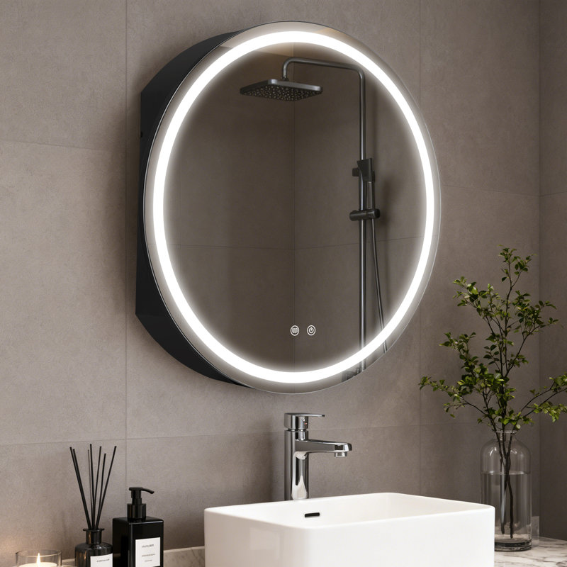 Pharmacie ronde avec miroir à DEL, 28", Rond