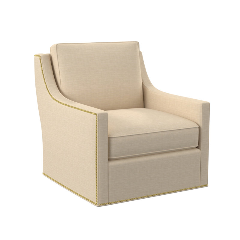 Sonoma Upholstered Swivel Armchair, Polished Brass Small, UV-Rollo Linen