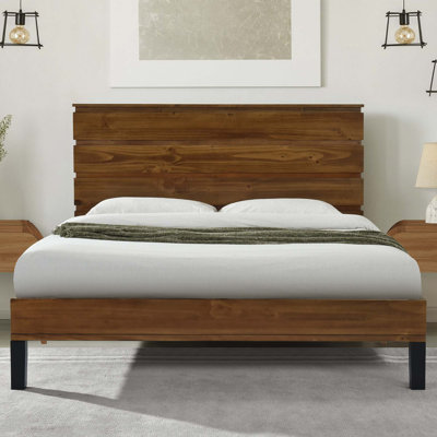 Mid-Century Modern Solid Wood Bed Fram Platform Bed With 6-Piece Headboard Design -  Loon Peak®, 0C69588D2DCC4D9F8192DA62B70C334E