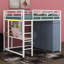 Lit mezzanine en métal avec bureau, tablettes et garde-robe-655335610-655335611