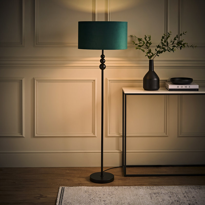 Randalia 145cm Traditional Floor Lamp, Forest Green, Black 
