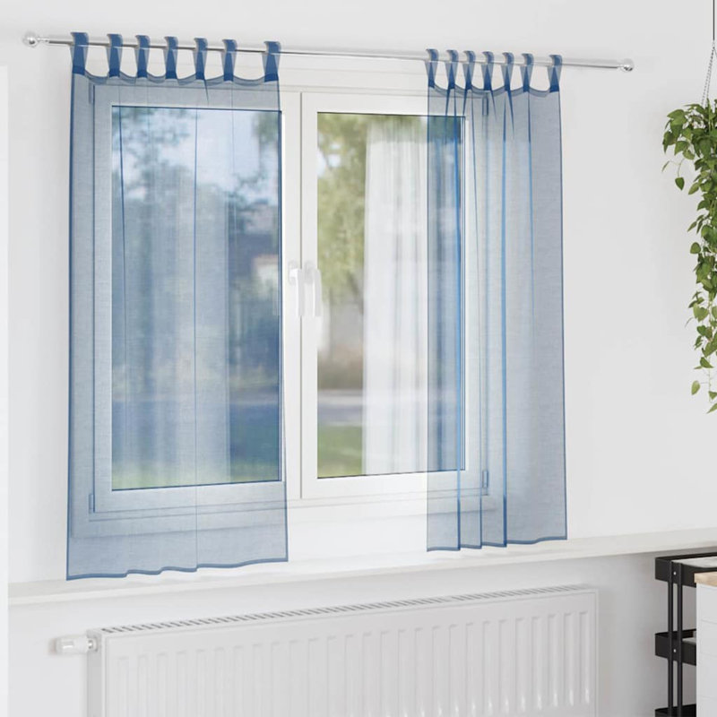 Voile Curtains With Tab Top 2 Pcs, Royal Blue, 140cm Width x 175cm Drop