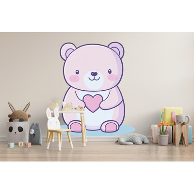 Adorable adorable ourson en peluche, chambre d'enfant, art mural chambre d'enfant, pastel, autocollant mural 212Mv