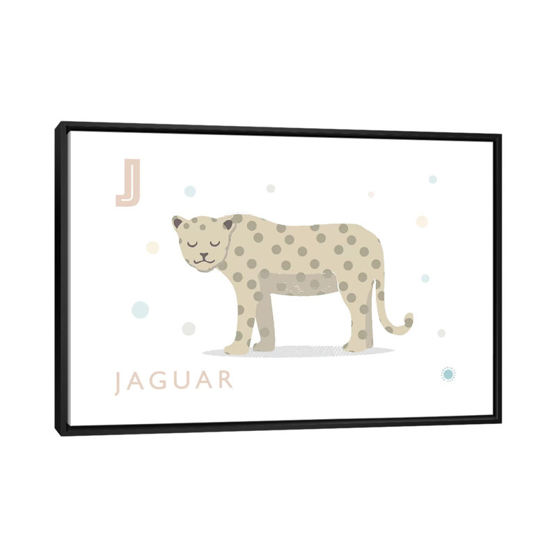 Jaguar - impression d'art graphique, Pas de tapis, H 40 po x l 60 po x 1,5 po, Toile avec cadre noir