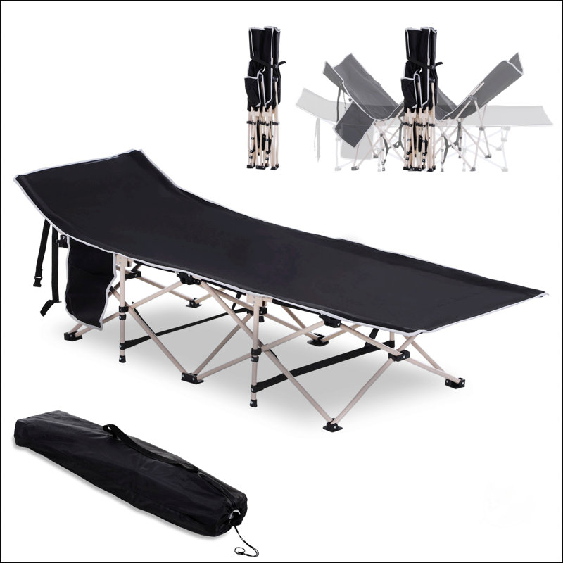 Lit de camp pliant pour adultes avec sac de transport, Noir
