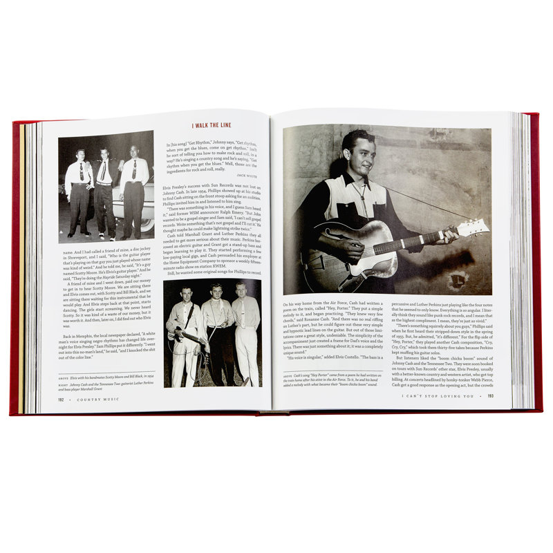 Graphic Image Country Music by Dayton Duncan and Ken Burns Coffee Table Book, Leather, Red