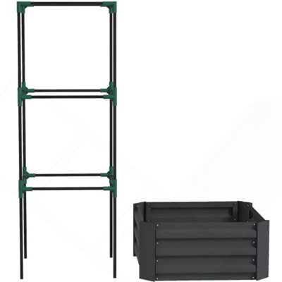 Raised Garden Bed,Garden Bed,Galvanized Planter Box with Cage for Climbing Vines