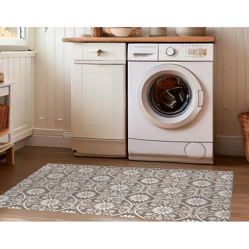 Tapis de blanchisserie antidérapant Daisy Tile, 37 "L x 5.5 "H, Floral brun