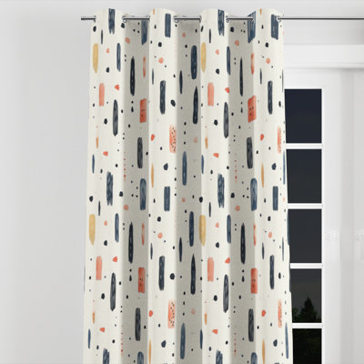 Abstract Blackout Curtains - Black Boho Tribe Marks Grommet Curtain - 1 Panel