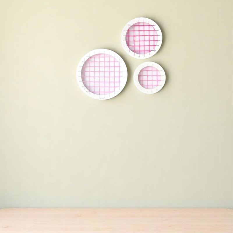 Pink Circle Framed Memory Board Of 3 Pieces, Modern Wall Decor For Study To Hang Personal Memories