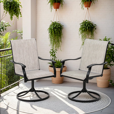 Wittig Farah Outdoor Swivel Dining Chairs with Armrest(Set of 2) by Lark Manor