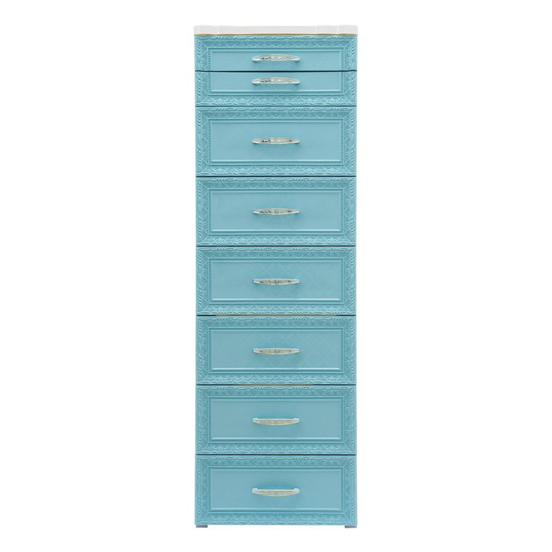 Storage Cabinet, Storage Organizer With Drawers And Wheels, Blue