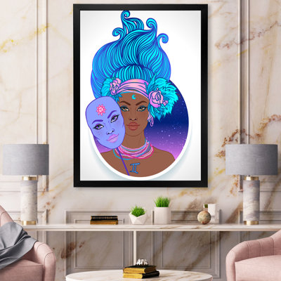Portrait d'une femme afro-américaine aux cheveux bleus II - impression sur toile