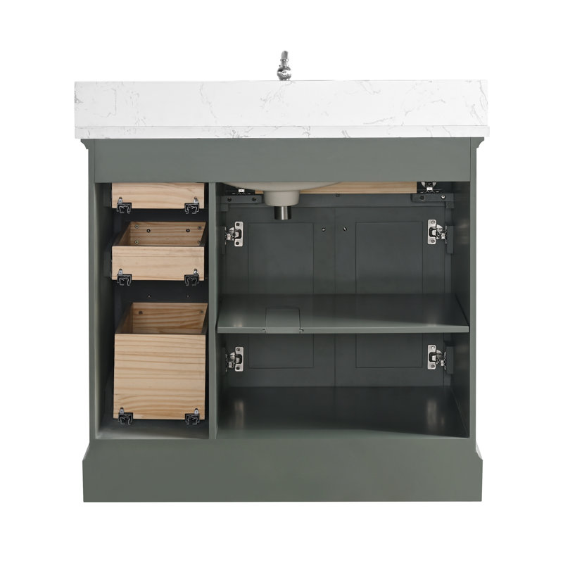 Ensemble de meuble-lavabo simple 36 po Aanayah, Vert rétro