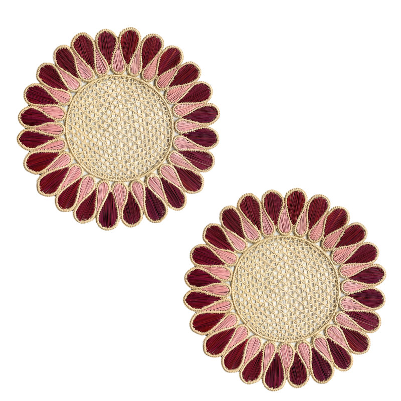 Napperon Drops - ensemble de 2, Bourgogne / rose