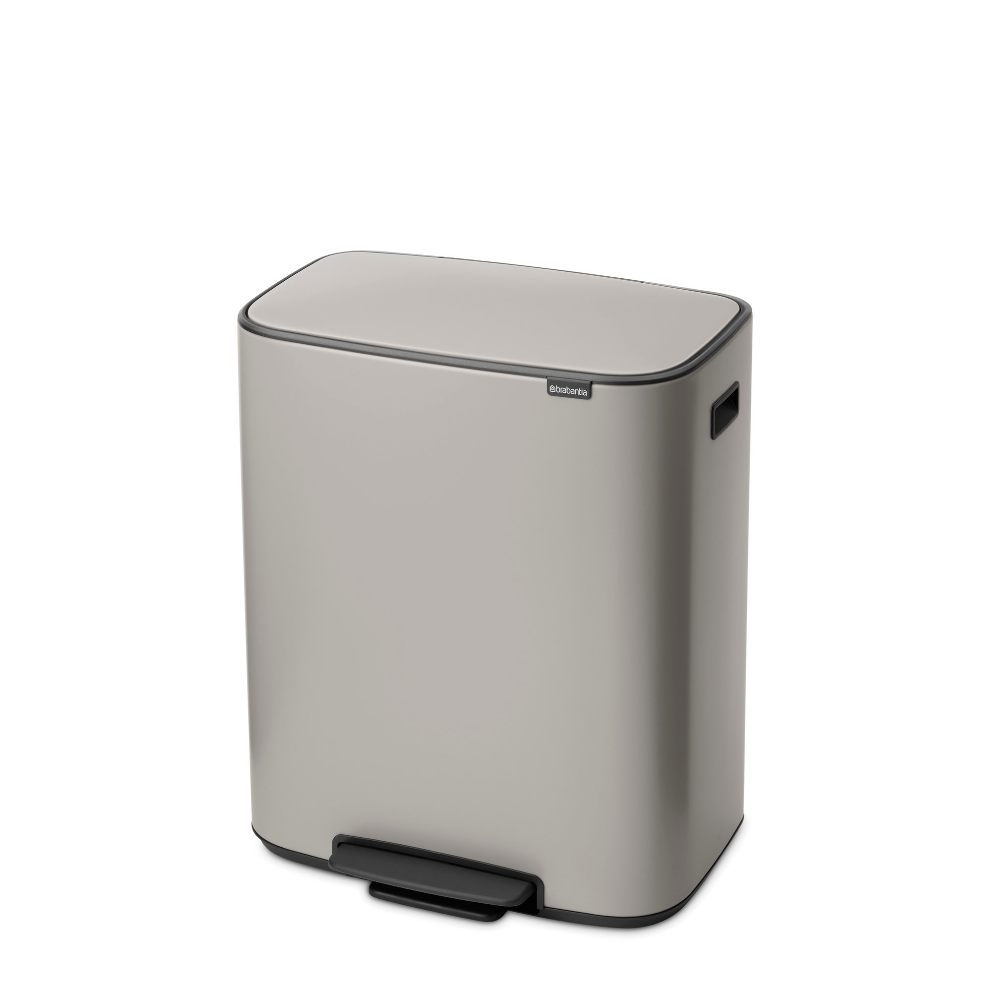 Brabantia Bo Step On Dual Compartment Recycling Trash Can, 2 x 8 Gallon (16 Gallon Capacity), Soft Gray