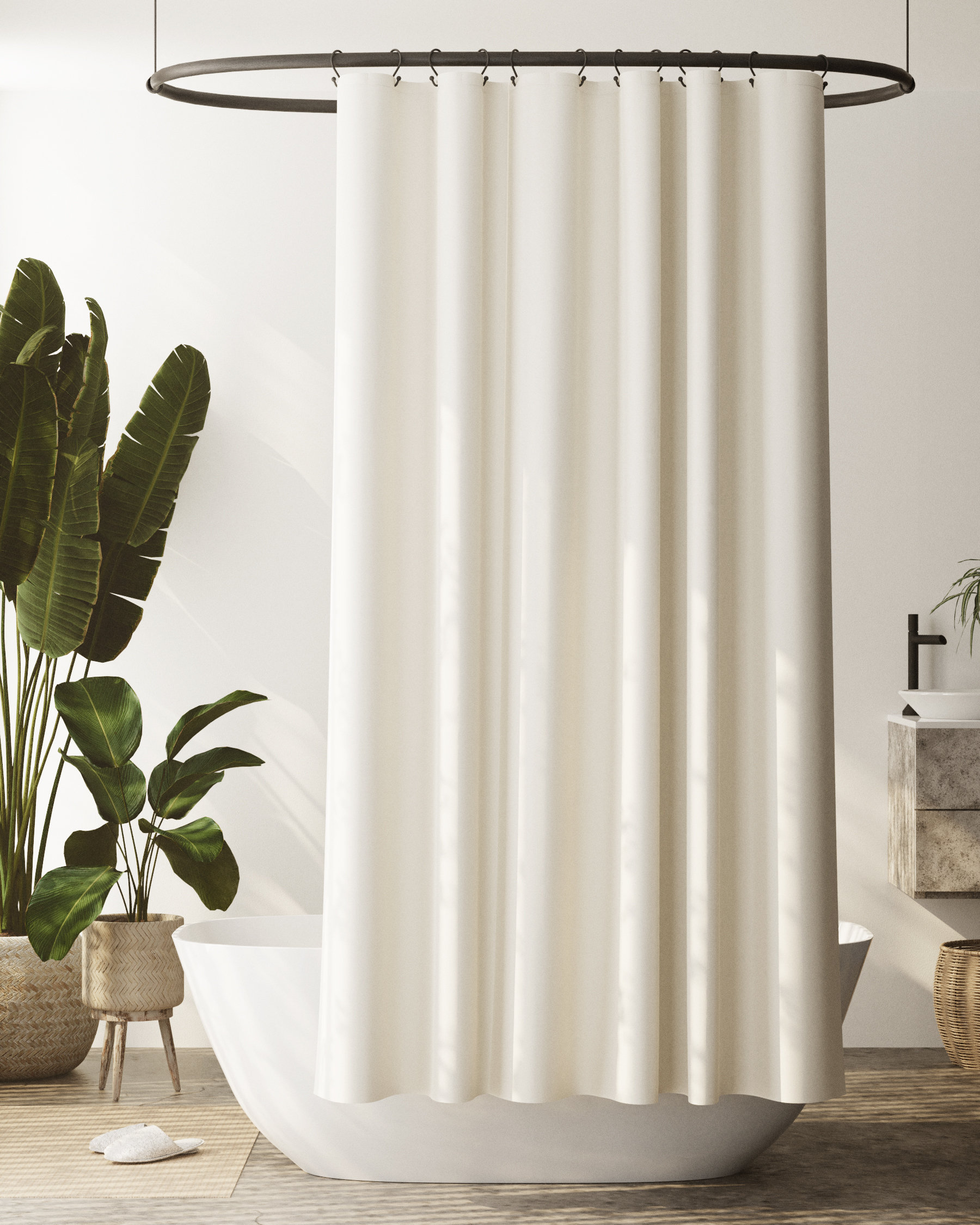 Eider & Ivory™ Jarmon Solid Color Recycled Cotton Shower Curtain Liner & Reviews | Wayfair