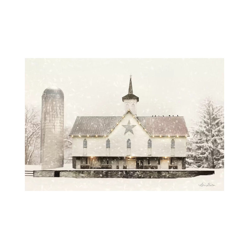 Christmas Star Barn With Lights by Lori Deiter - Print on Canvas, 66.04 cm H x 45.72 cm W x 1.91 cm D, Wrapped Canvas