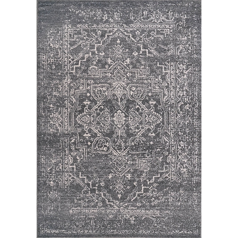 Tapis oriental gris foncé / ivoire, Tapis de couloir 2,2 pi x 11 pi