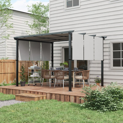 Pergola en métal 10 'x 12' avec auvent rétractable pour patio, terrasse