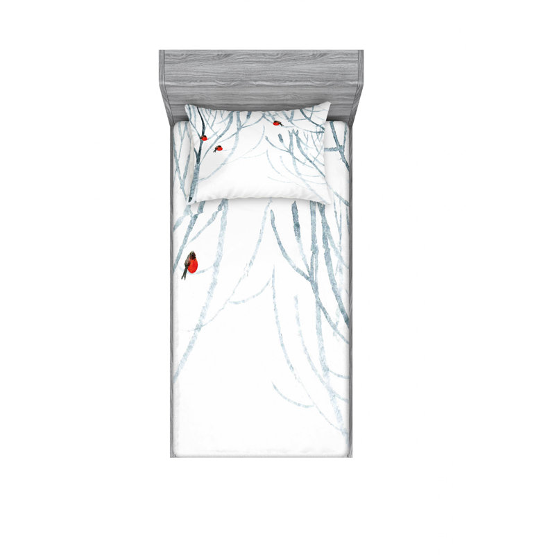 Ensemble de draps Trees Image of Winter Woods, Ensemble de draps pour lit simple avec drap-housse