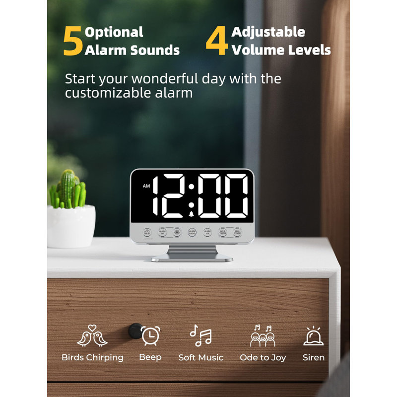 Digital Alarm Clock With Eye-Catching Numbers And Adjustable Brightness, Making It Easy To Read The Time In The Room