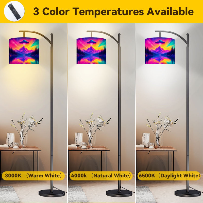 Lampe sur pied PeeNoke Arc UFO Landscape Rainbow Mountains