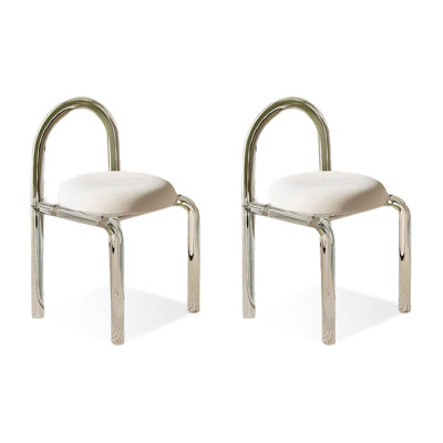 Chaise d'appoint moderne à dossier solide blanc (ensemble de 2)