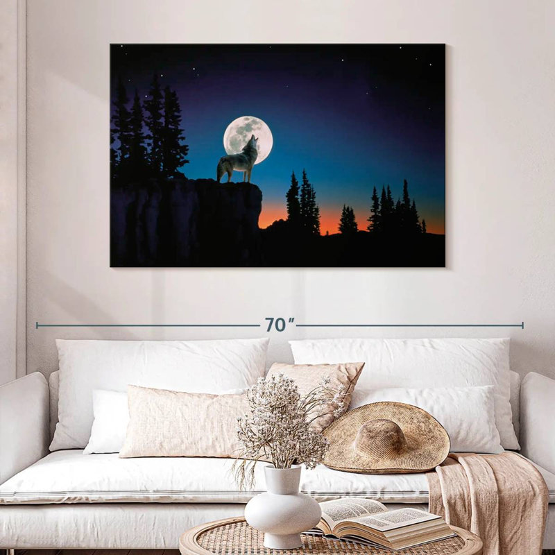 Brampt Wolf Howling At Night, 32'' H x 48'' W