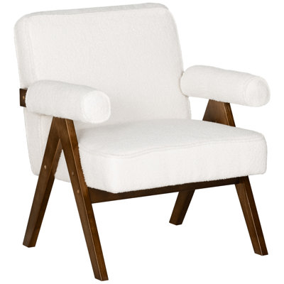 Chaise d'appoint Cashmere avec siège large et accoudoirs rembourrés blanc