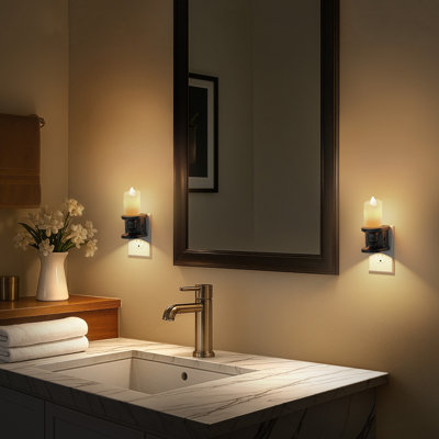 2 Pack Flickering Flame Dimmable 3000K Candle Night Light Set