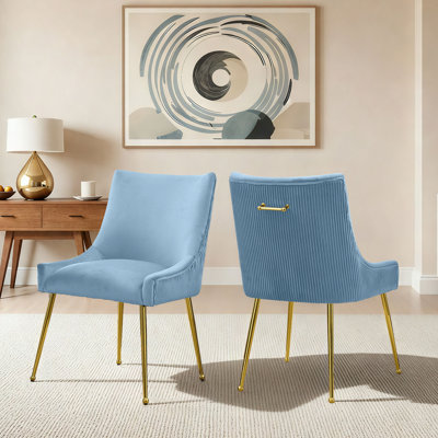 Velvet Upholstered Dining Chairs With Gold Pull Handle Modern Chairs With Gold Legs