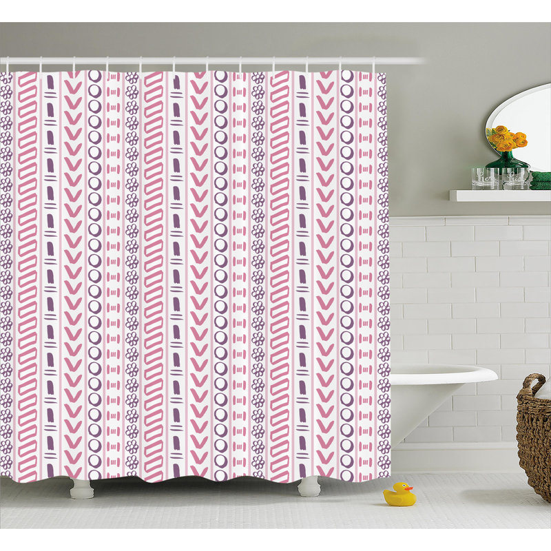 Cyrano Ikat Shower Curtain with Hooks Included, 69" W x 70" L