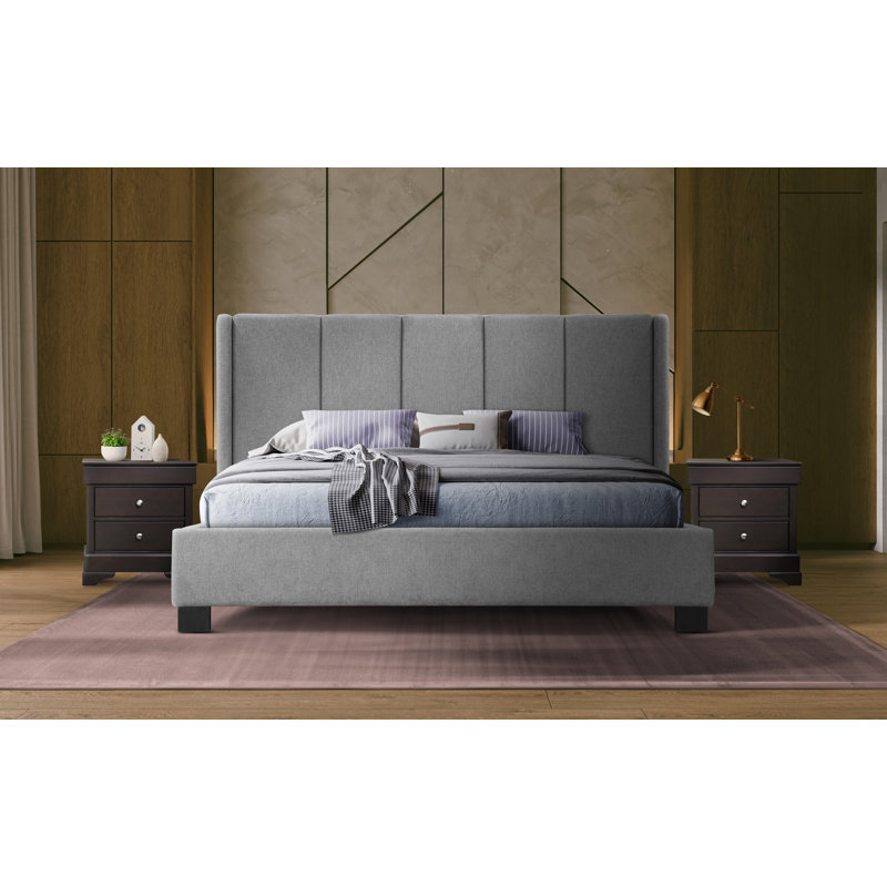 Sealy Posturepedic Bristol Upholstered Bed Frames, Gray, King