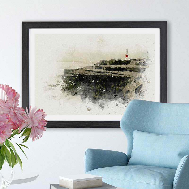 Portland Bill Lighthouse in Dorset - Framed Print, Black, 45cm H x 63cm W x 2cm D