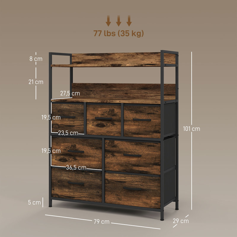 79 cm W Chest of 7 Drawers
