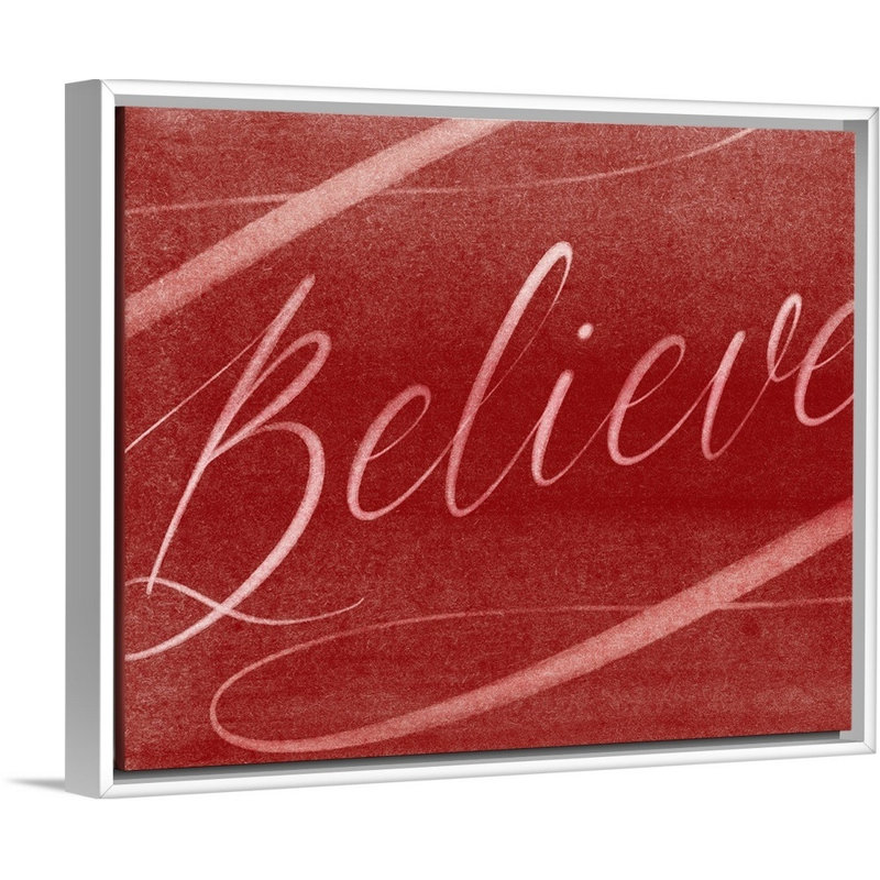 Believe - reproduction d'art textuel sur toile, H 13 po x l 16 po x P 1,75 po, Cadre blanc