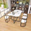 Ensemble de table de salle à manger 7 pièces avec plateau en faux marbre et structure en fer noir, ensemble de table de cuisine compacte de 55 pouces avec 6 chaises pour la salle à manger, la cuisine et le salon-1314157413-1314157435-1314157432