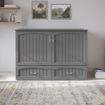 Fabiano Storage Murphy Bed with 6" Mattress, Storage and Built-in Charger