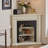 Beige + Black Solid Wood Freestanding Fireplace